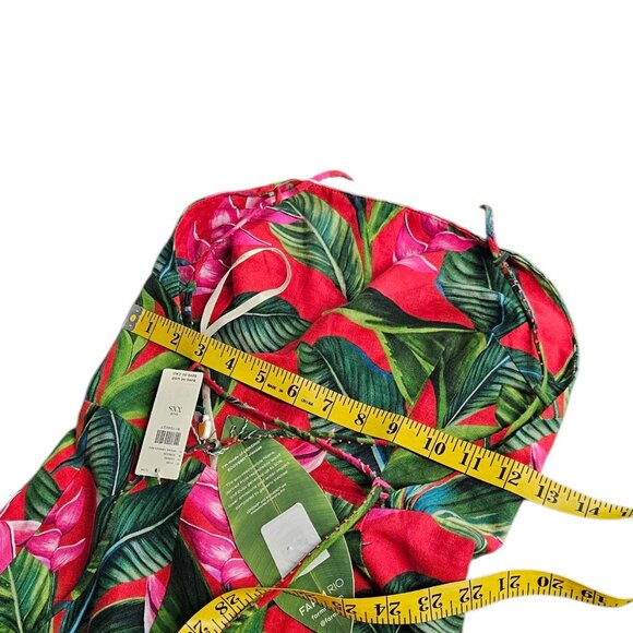 Farm Rio Linen Blend Dream Garden Strappy Drop Waist Midi Dress, Boho, XXS - Picture 8 of 13